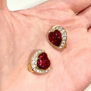 Swarovski Crystal Red Heart Clip On Earrings